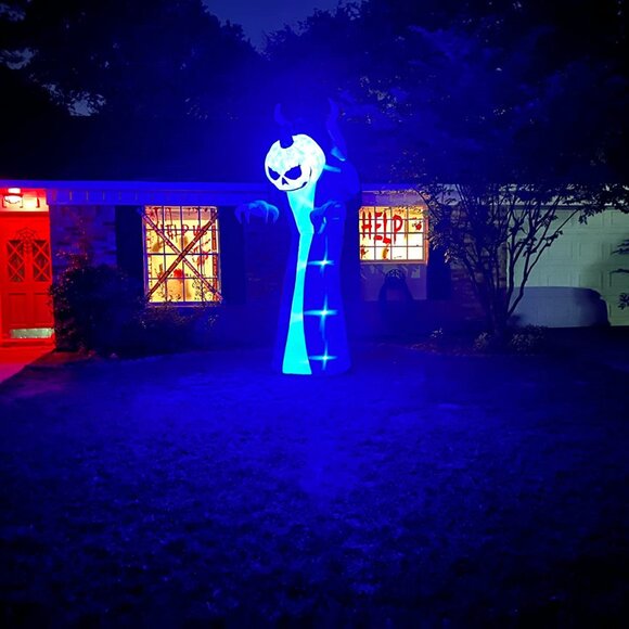 10FT Giant Halloween Inflatable Pumpkin Decoration LED Lights, Stakes & Sandbag - Picture 8 of 8